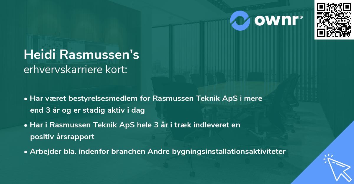 Heidi Rasmussen's erhvervskarriere kort