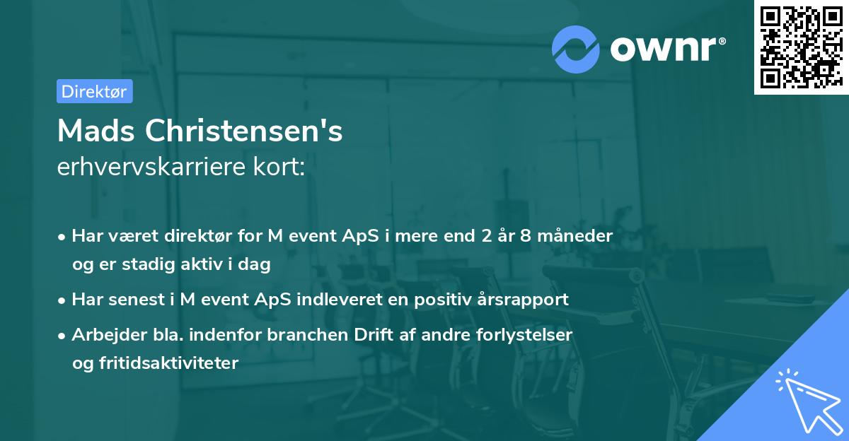 Mads Christensen's erhvervskarriere kort