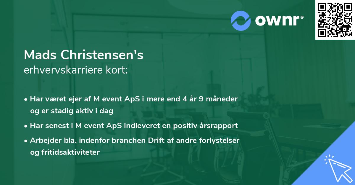 Mads Christensen's erhvervskarriere kort