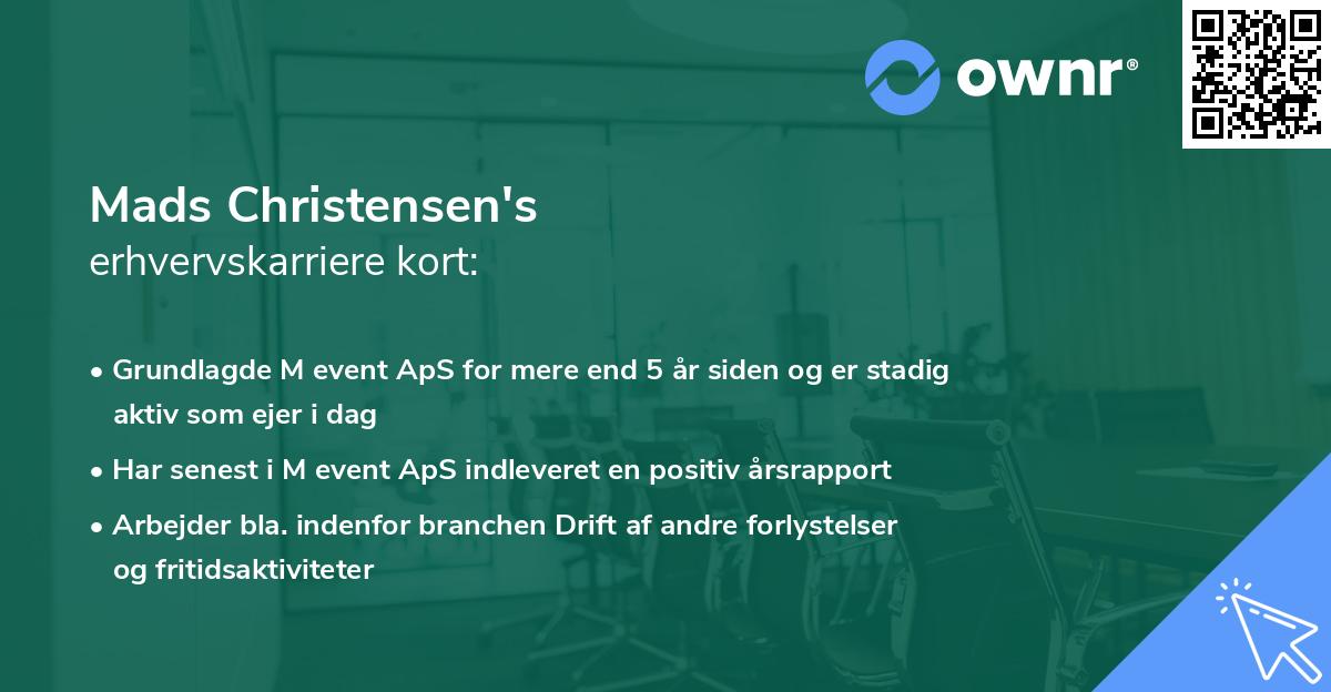 Mads Christensen's erhvervskarriere kort