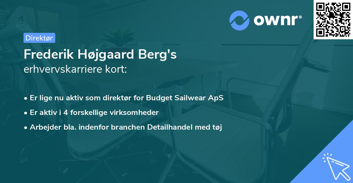 Frederik Højgaard Berg's erhvervskarriere kort