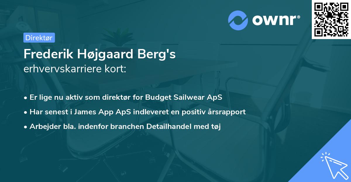 Frederik Højgaard Berg's erhvervskarriere kort