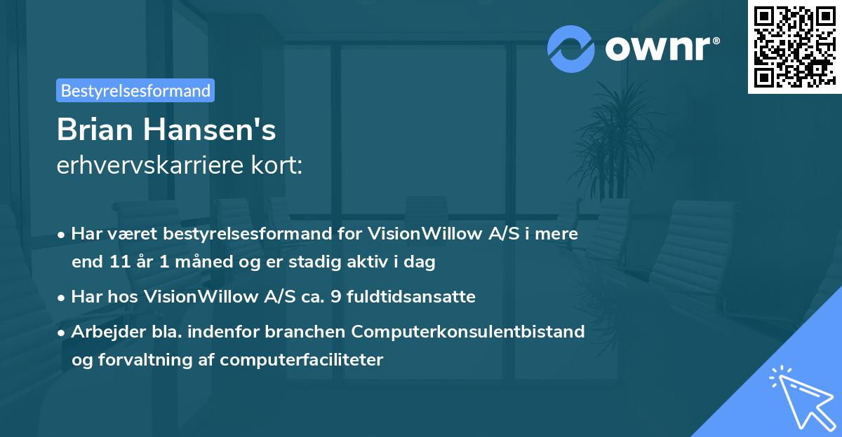 Brian Hansen's erhvervskarriere kort