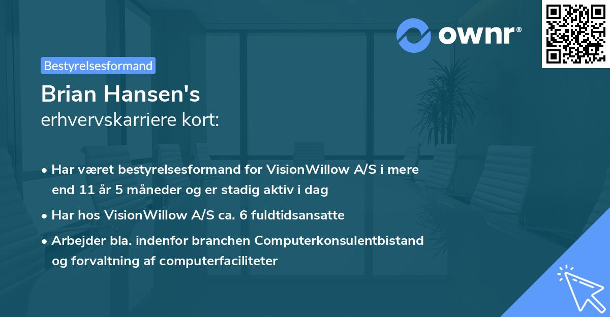 Brian Hansen's erhvervskarriere kort
