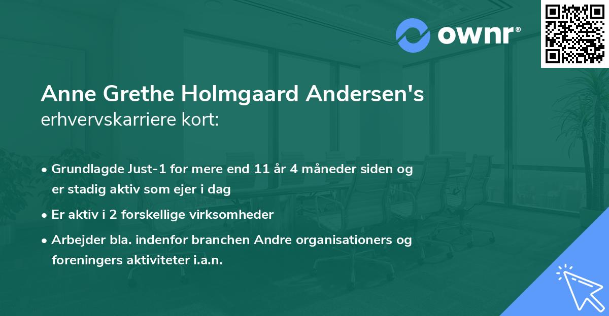 Anne Grethe Holmgaard Andersen's erhvervskarriere kort