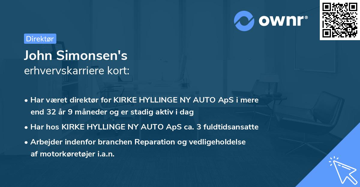 John Simonsen's erhvervskarriere kort