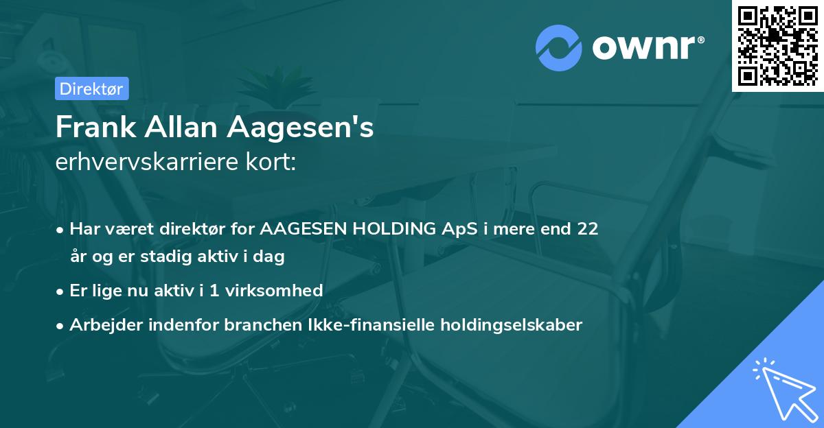 Frank Allan Aagesen's erhvervskarriere kort