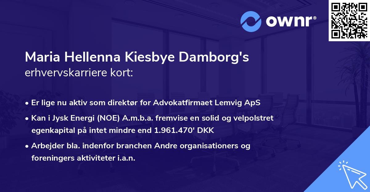 Maria Hellenna Kiesbye Damborg's erhvervskarriere kort