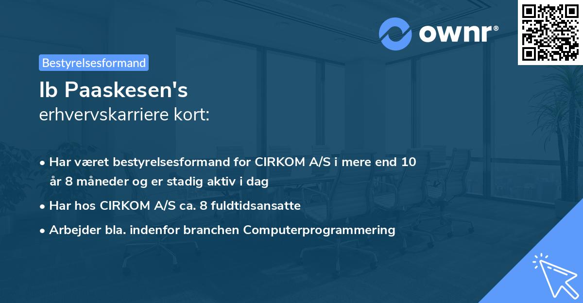 Ib Paaskesen's erhvervskarriere kort