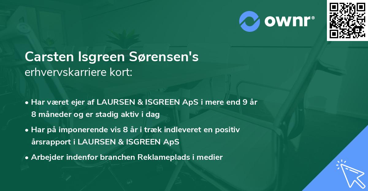 Carsten Isgreen Sørensen's erhvervskarriere kort