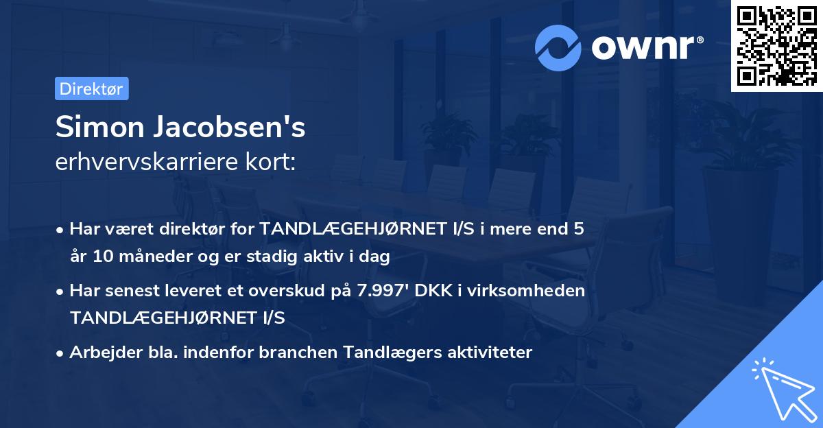 Simon Jacobsen's erhvervskarriere kort