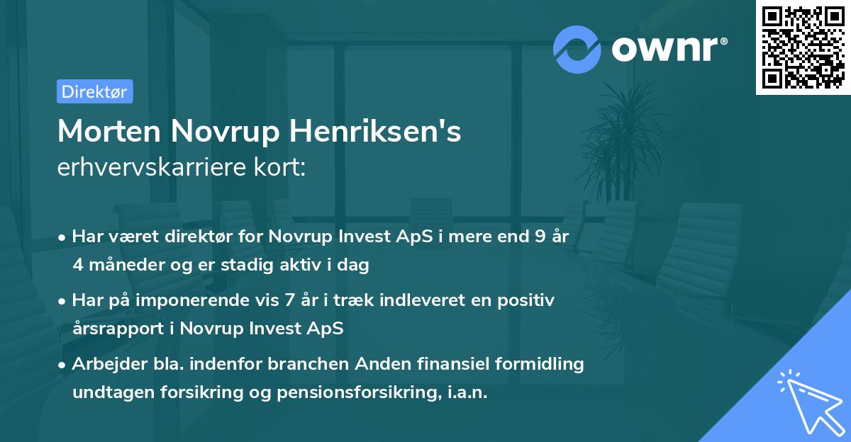 Morten Novrup Henriksen's erhvervskarriere kort