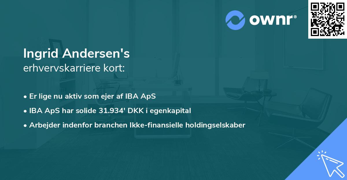 Ingrid Andersen's erhvervskarriere kort