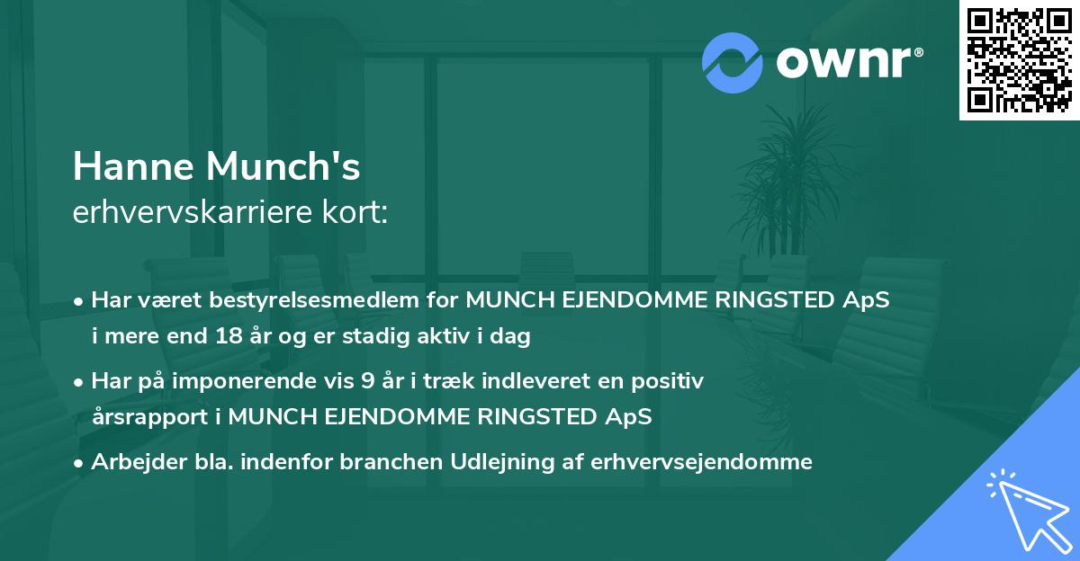 Hanne Munch's erhvervskarriere kort
