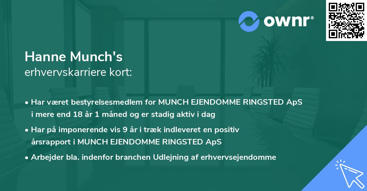 Hanne Munch's erhvervskarriere kort