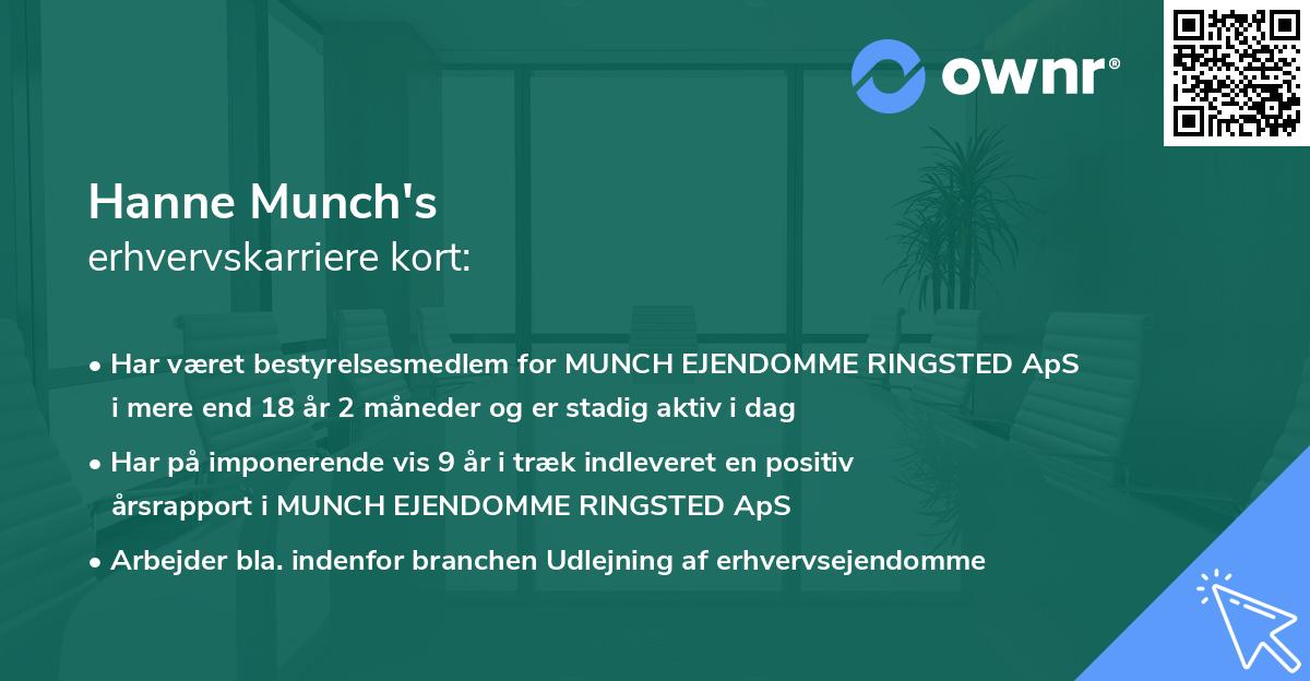 Hanne Munch's erhvervskarriere kort