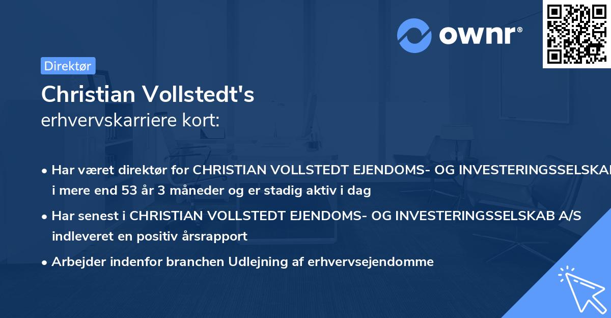 Christian Vollstedt's erhvervskarriere kort