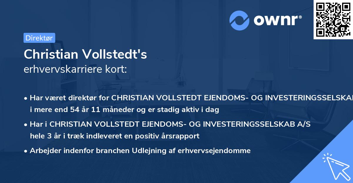 Christian Vollstedt's erhvervskarriere kort