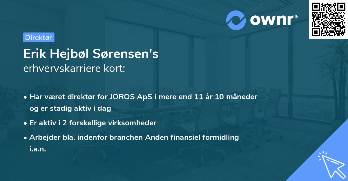 Erik Hejbøl Sørensen's erhvervskarriere kort
