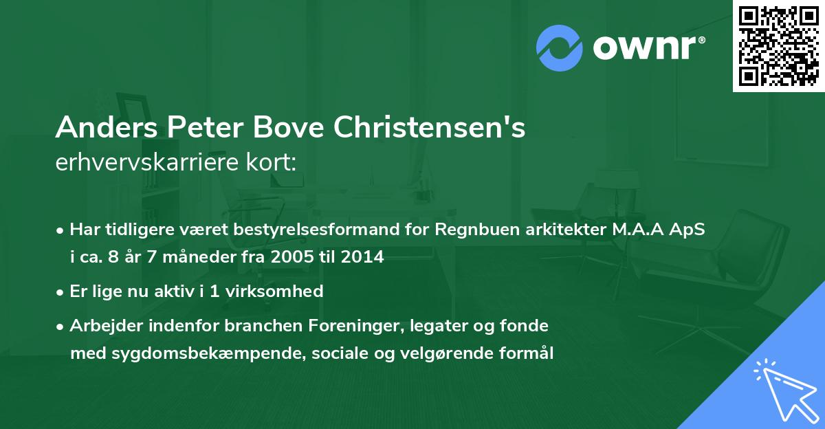 Anders Peter Bove Christensen's erhvervskarriere kort