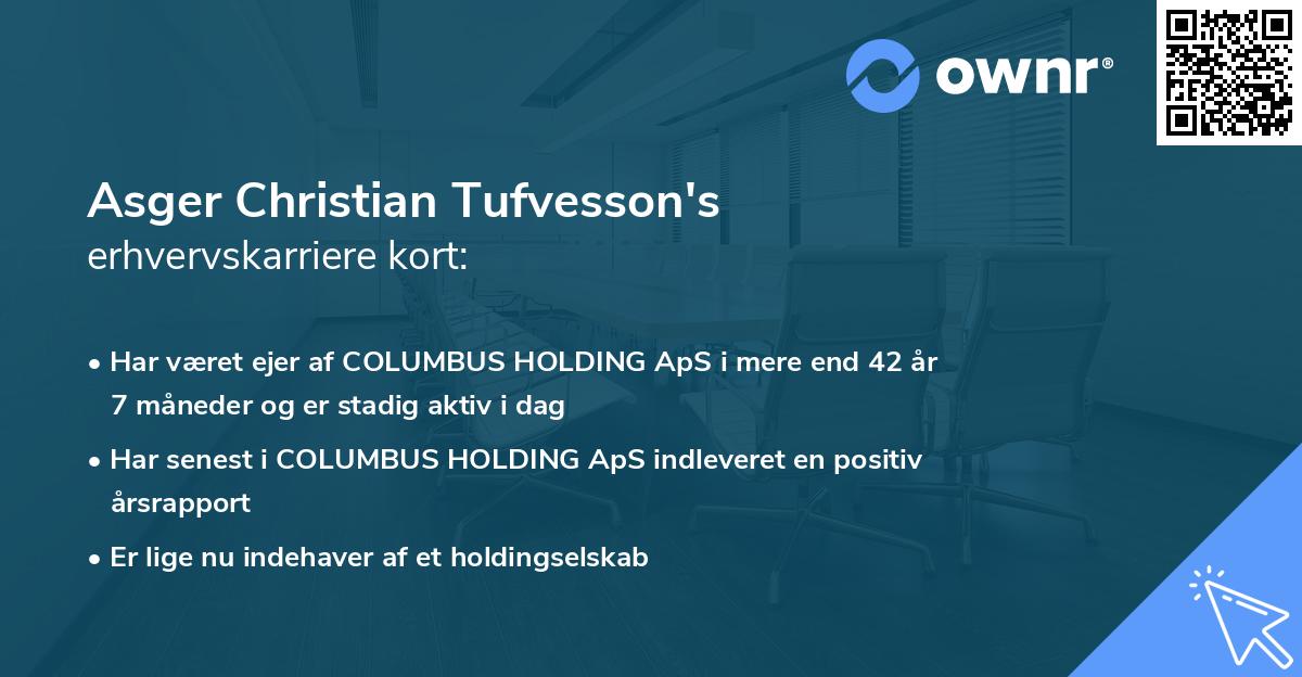 Asger Christian Tufvesson's erhvervskarriere kort