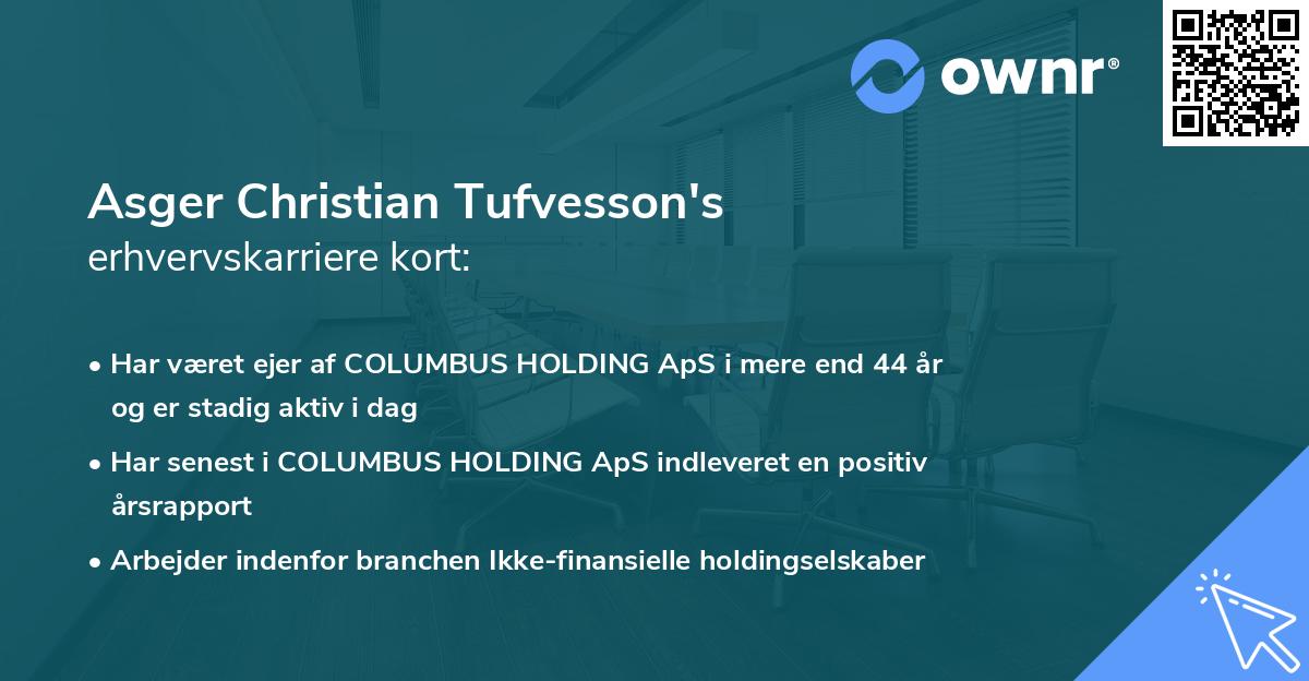 Asger Christian Tufvesson's erhvervskarriere kort