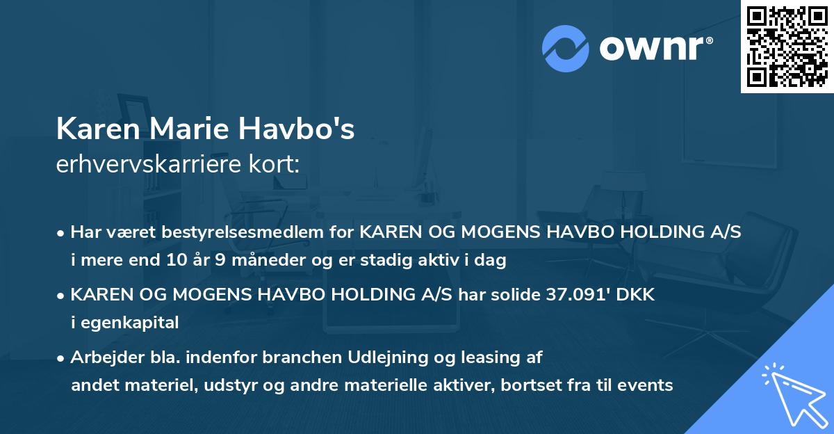 Karen Marie Havbo's erhvervskarriere kort