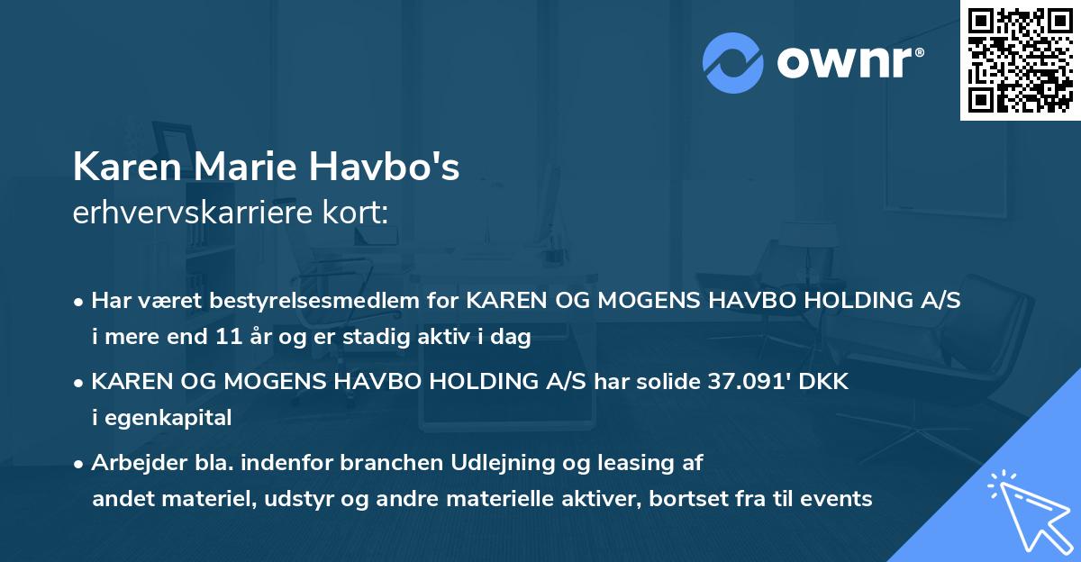 Karen Marie Havbo's erhvervskarriere kort