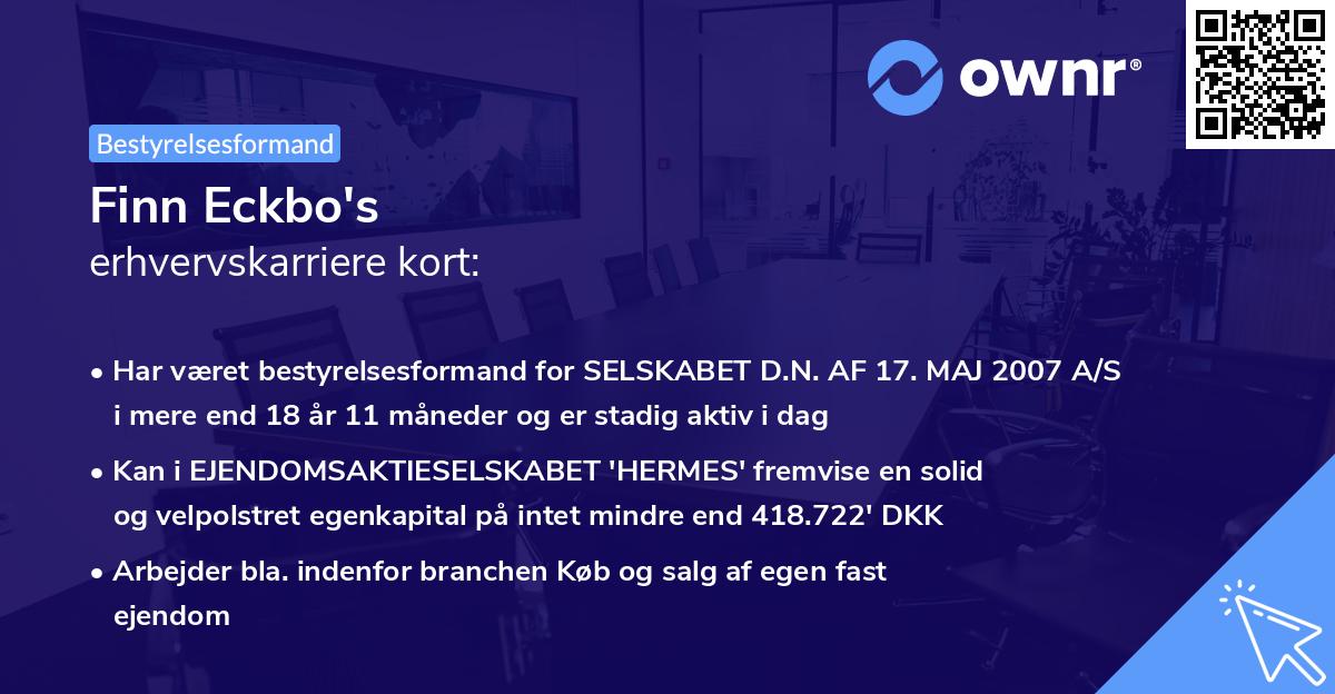 Finn Eckbo's erhvervskarriere kort