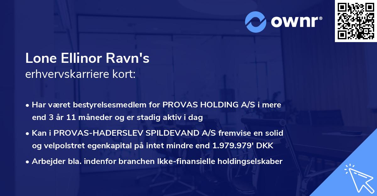 Lone Ellinor Ravn's erhvervskarriere kort