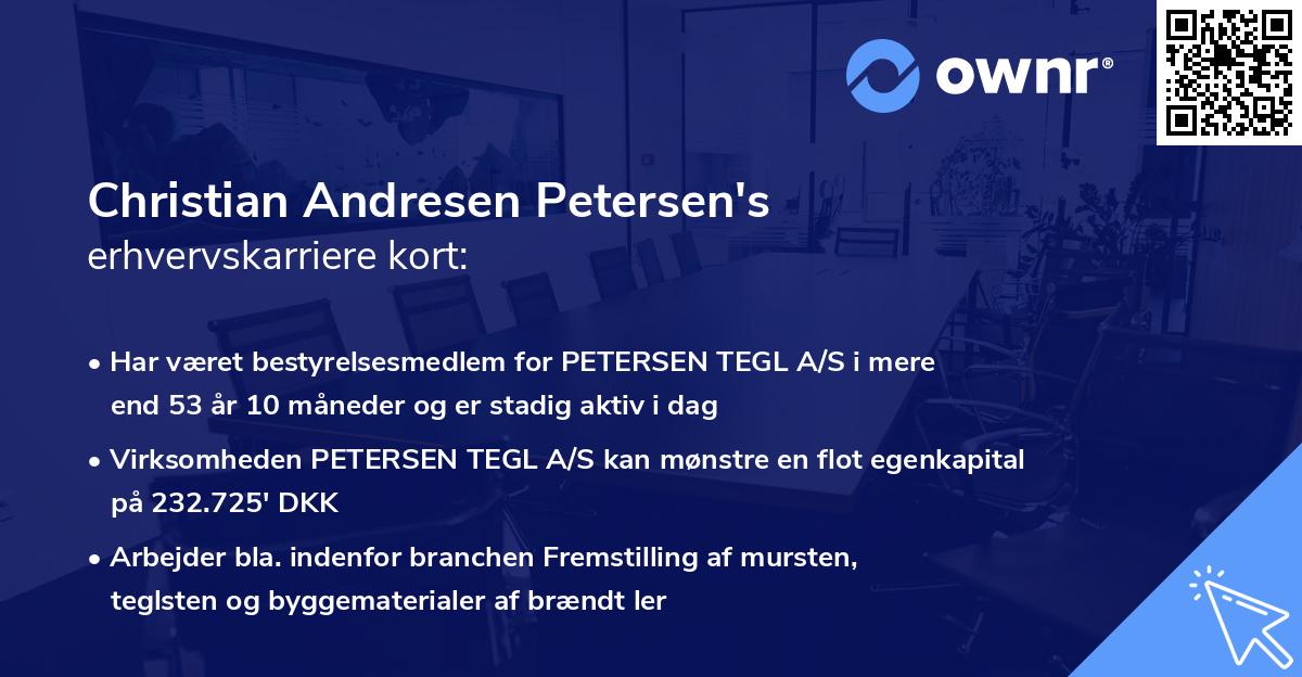 Christian Andresen Petersen's erhvervskarriere kort