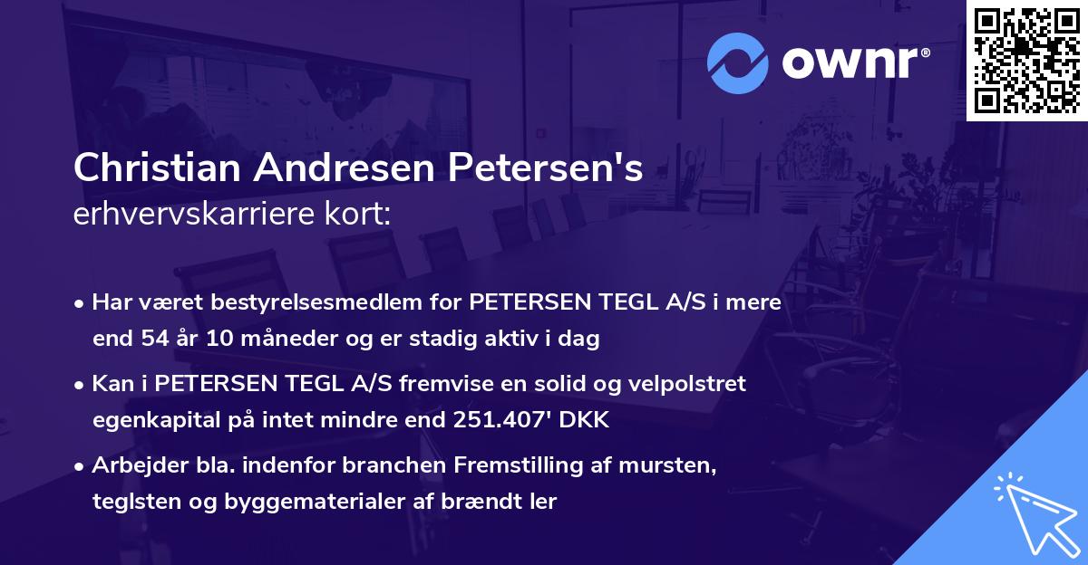 Christian Andresen Petersen's erhvervskarriere kort