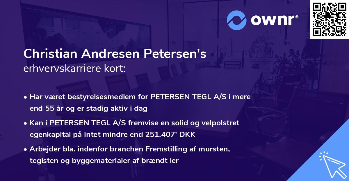 Christian Andresen Petersen's erhvervskarriere kort