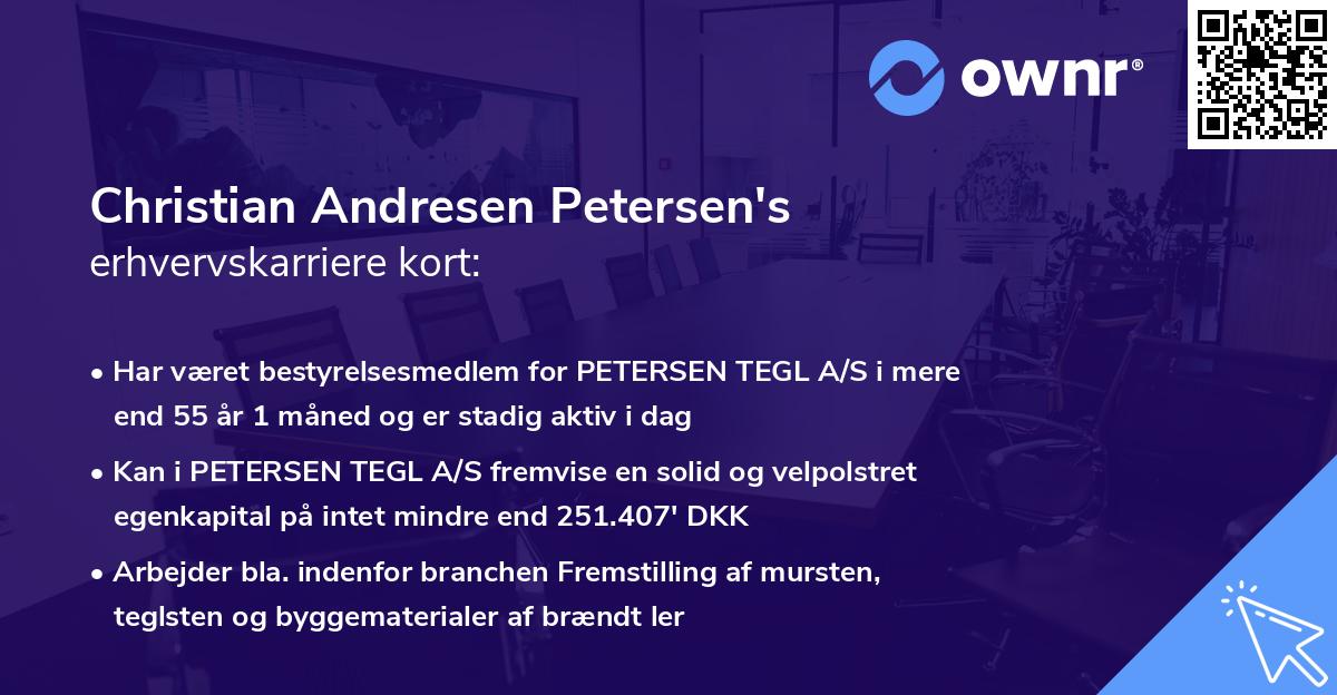Christian Andresen Petersen's erhvervskarriere kort
