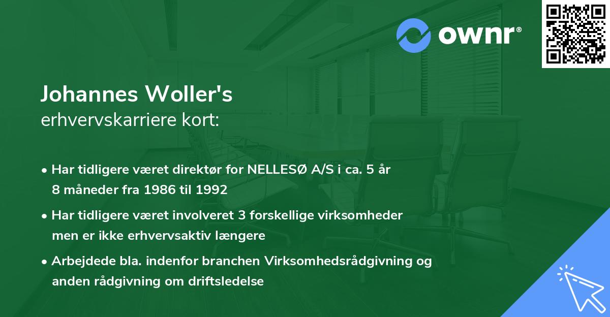 Johannes Woller's erhvervskarriere kort