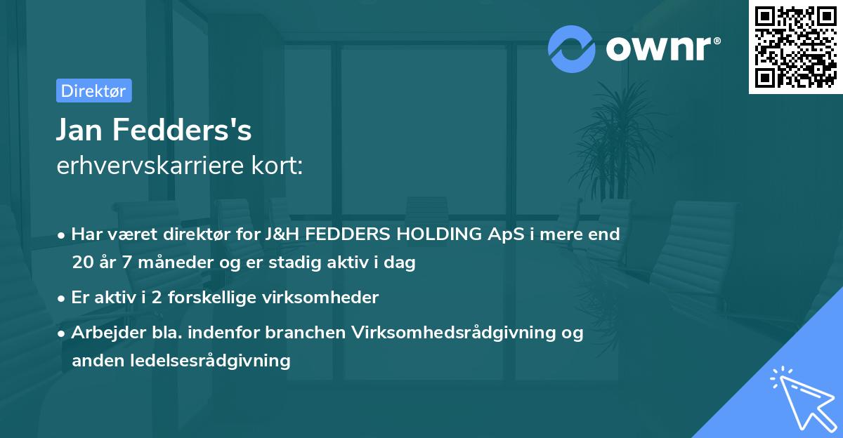 Jan Fedders's erhvervskarriere kort