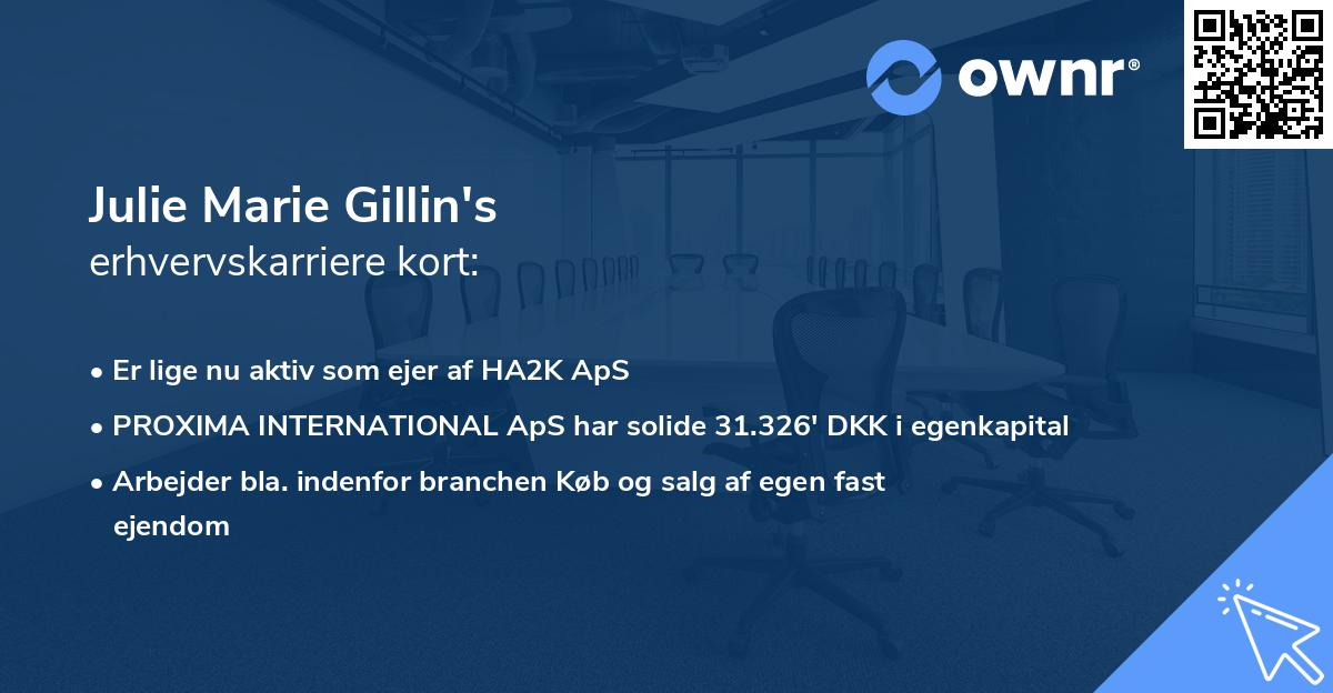 Julie Marie Gillin's erhvervskarriere kort