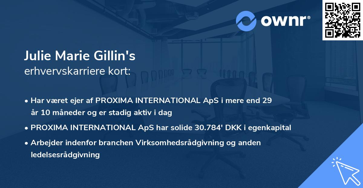 Julie Marie Gillin's erhvervskarriere kort