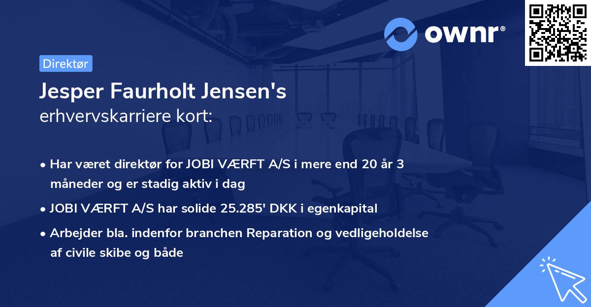 Jesper Faurholt Jensen's erhvervskarriere kort