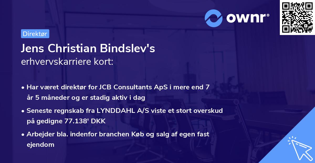 Jens Christian Bindslev's erhvervskarriere kort