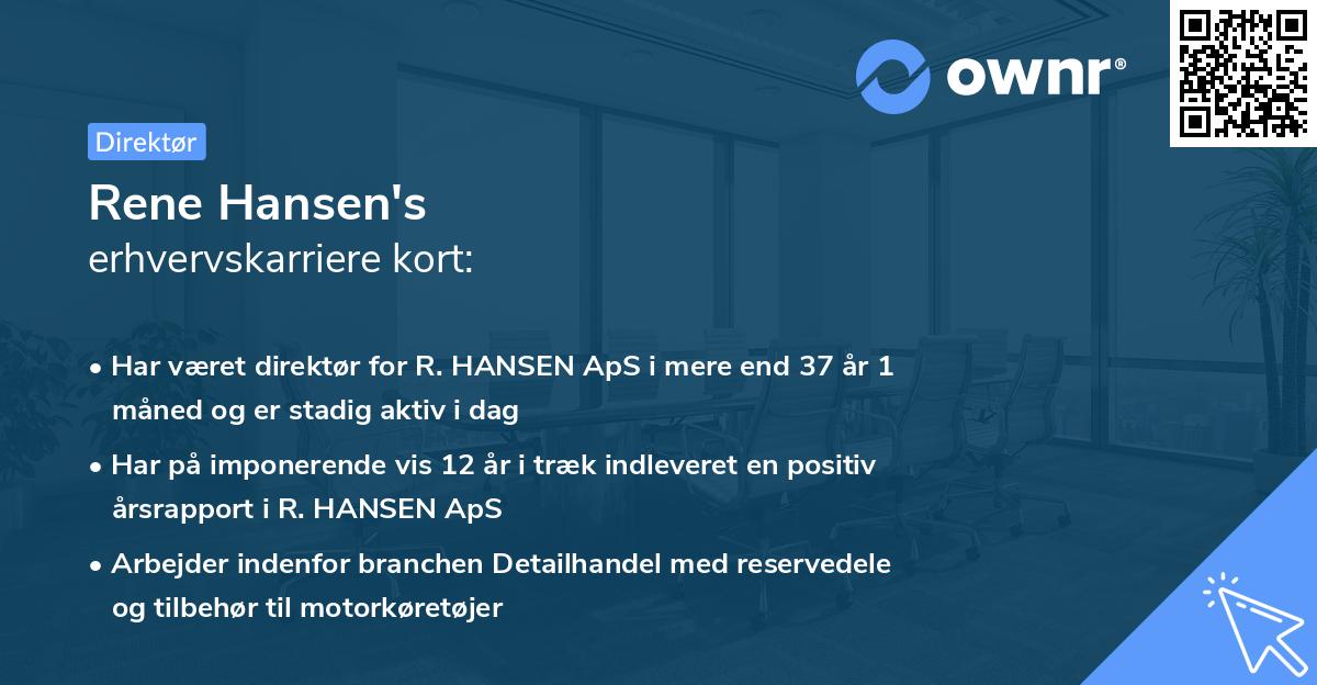 Rene Hansen's erhvervskarriere kort