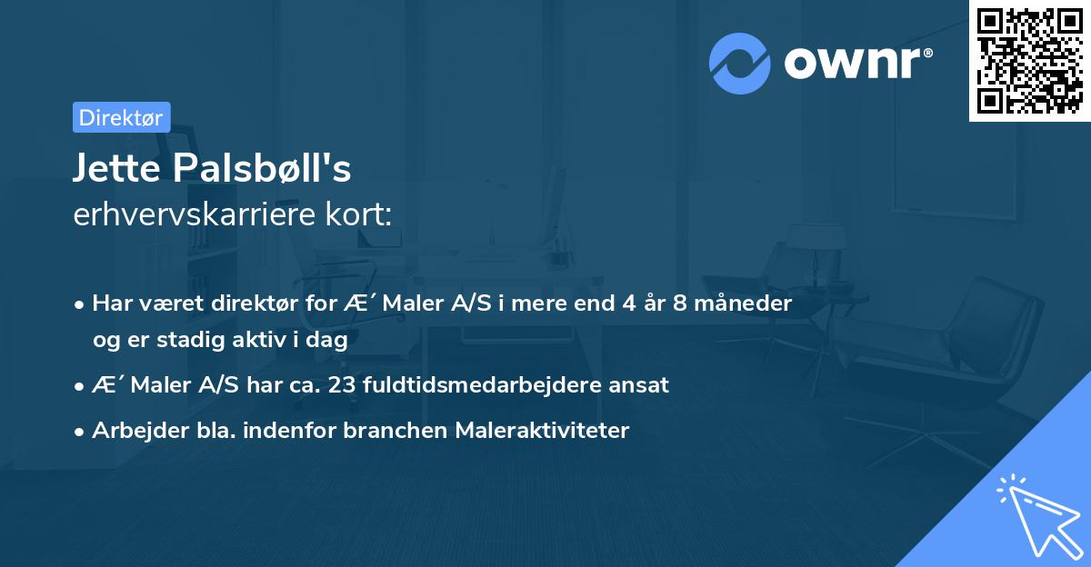 Jette Palsbøll's erhvervskarriere kort