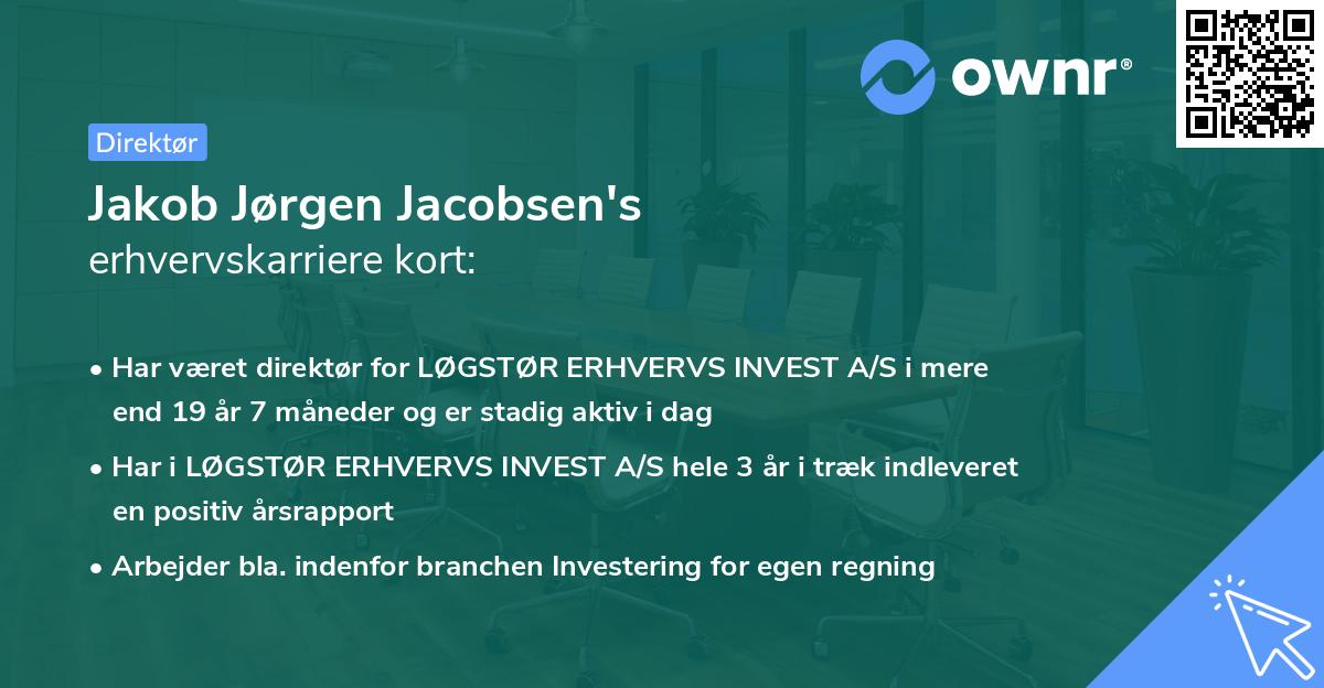 Jakob Jørgen Jacobsen's erhvervskarriere kort