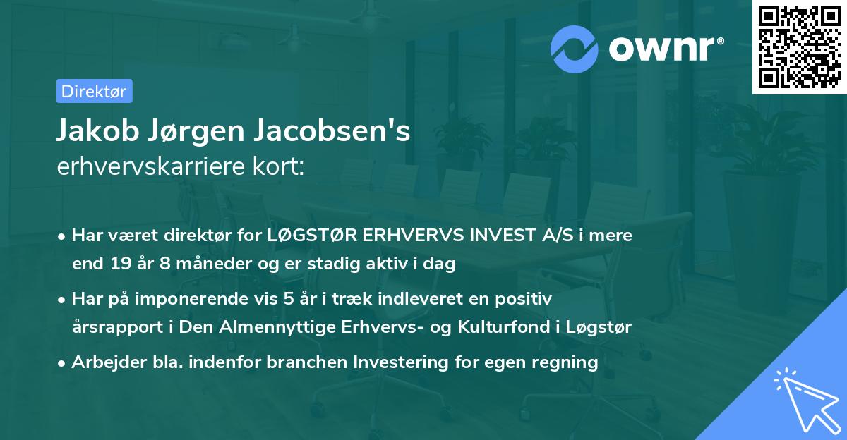Jakob Jørgen Jacobsen's erhvervskarriere kort