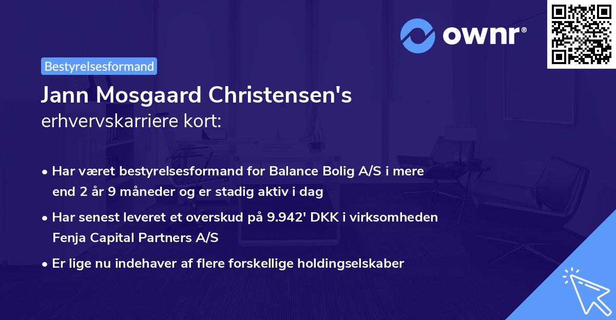 Jann Mosgaard Christensen's erhvervskarriere kort
