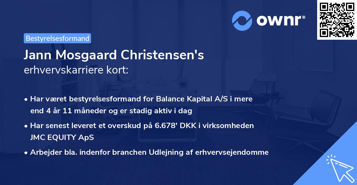 Jann Mosgaard Christensen's erhvervskarriere kort