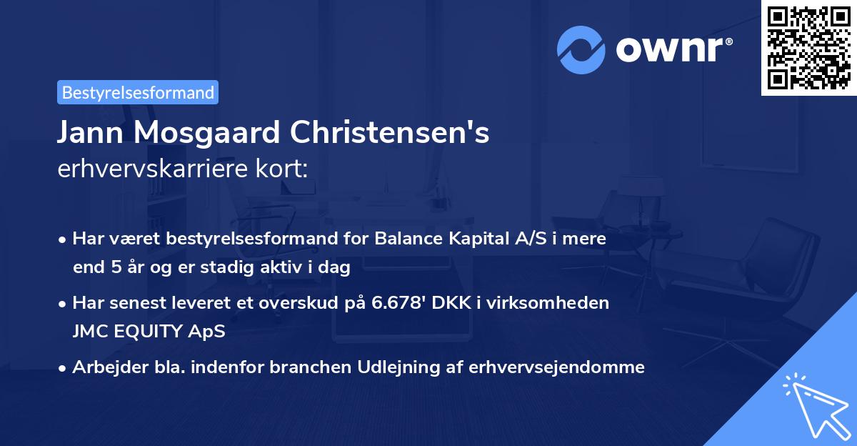 Jann Mosgaard Christensen's erhvervskarriere kort