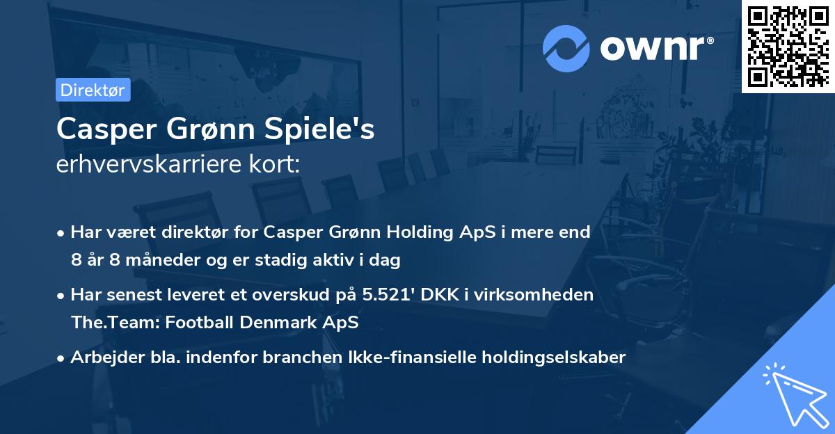 Casper Grønn Spiele's erhvervskarriere kort
