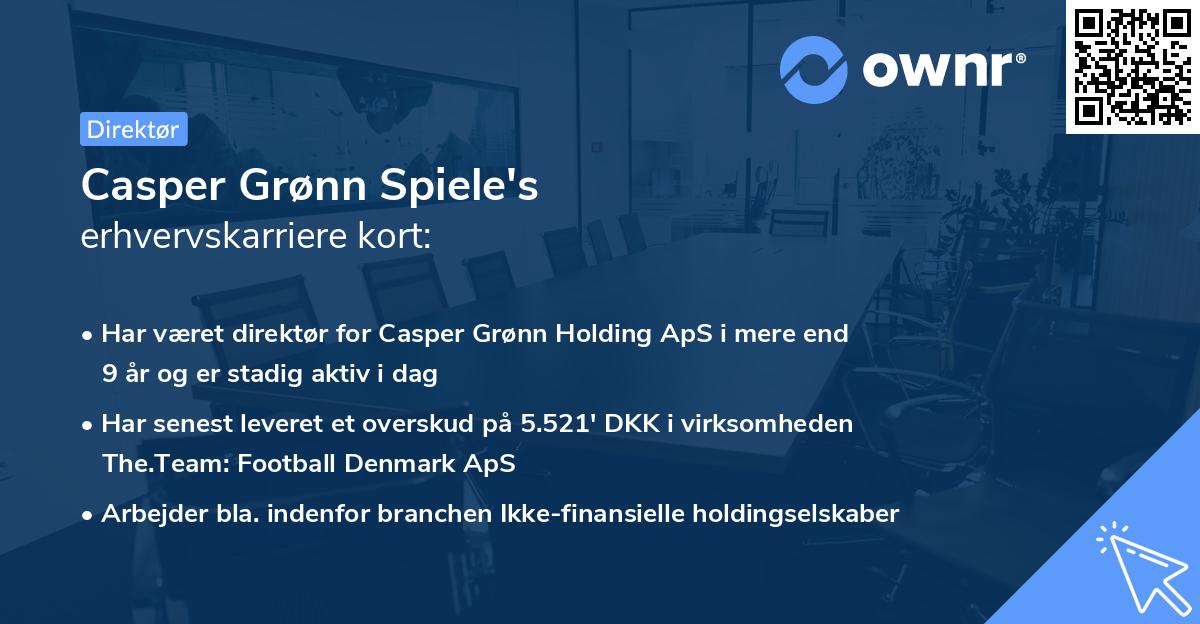 Casper Grønn Spiele's erhvervskarriere kort