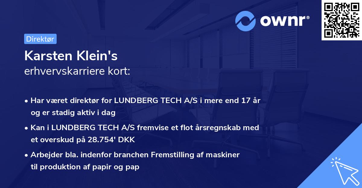 Karsten Klein's erhvervskarriere kort